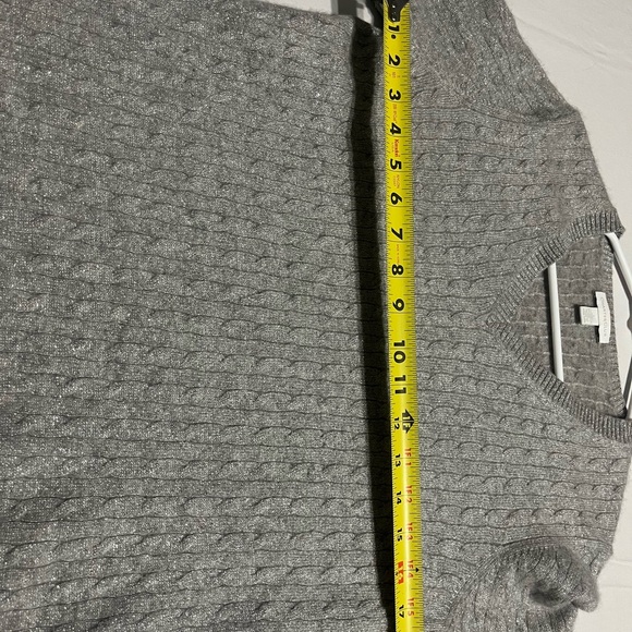 Vtg Charter Club Silver Sparkle Glittery
Sweater Cashmere Blend L 90sCable Knit - Picture 6 of 6